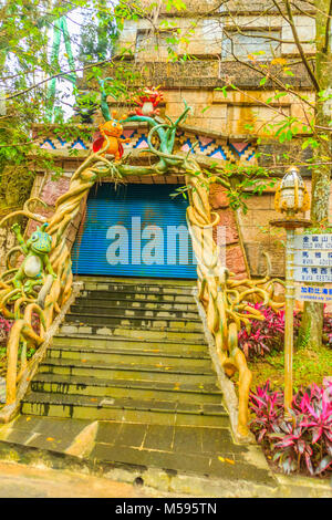 Nantou, Taiwan - November 21, 2015: Formosa Aboriginal Culture Village was located next to Sun Moon Lake near Puli in Nantou County, the Formosan Abor Stock Photo