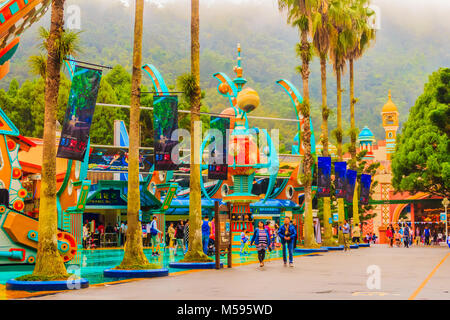 Nantou, Taiwan - November 21, 2015: Joy to the World in Formosan Aboriginal Culture Village has the latest water roller coaster “Caribbean Adventure”, Stock Photo