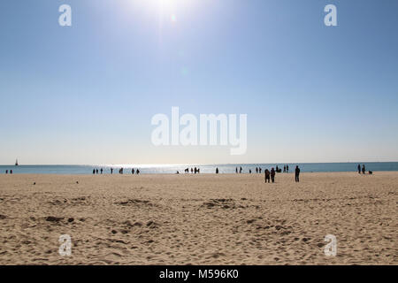 View of Haeundae beach in sunny day with the tourists walking around, Busan, South Korea Stock Photo