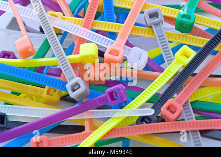 a selection of cable ties, closeup Stock Photo