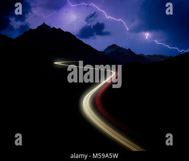 AT - TYROL: Brenner Pass Autobahn by night Stock Photo