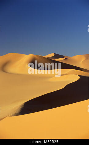 Libya. Near Ghat. VAN CASA sand sea. Sahara desert. Undisturbed Sand dunes. Stock Photo