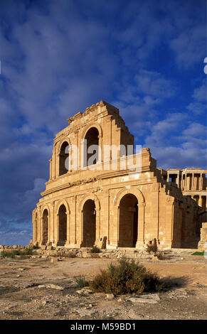 Libya. Tripoli. Sabratha. (Sabrata). Roman ruins. Unesco, World Heritage Site. Archaeological Site of Sabratha. Stock Photo