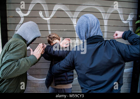 A group of boys bullies a peer in Rome  Featuring: Atmosphere, Bullying, Bullies Where: Rome, Italy When: 20 Jan 2018 Credit: IPA/WENN.com  **Only available for publication in UK, USA, Germany, Austria, Switzerland** Stock Photo