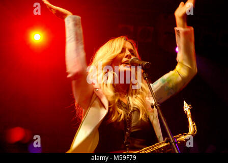 NIS - AUGUST 15: Candy Dulfer famous funk jazz musician playing on Nisville jazz festival, on August 15, 2014 in Nis; Serbia Stock Photo