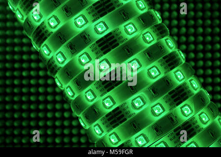 An LED strip light in a spiral composition. Stock Photo