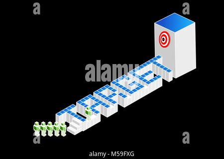 Concepts of teamwork, strategic planning, or competition. Vector illustration. Isolated on black background. Stock Vector