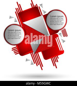Red and gray abstract art background with geometric elements Stock Vector