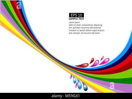 Vector multi-colour line wave on white background. Stock Vector