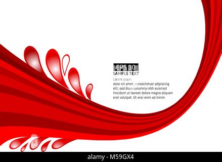 Vector red line wave on white background. Stock Vector