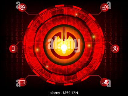 Red digital, technology business concept background, vector illustration Stock Vector