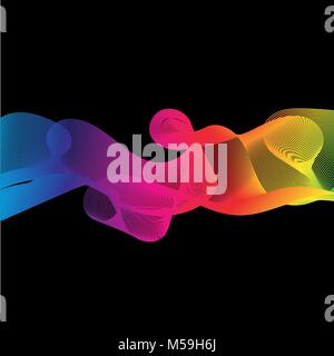 Great rainbow waves colorful gradient line on dark background, vector illustration Stock Vector
