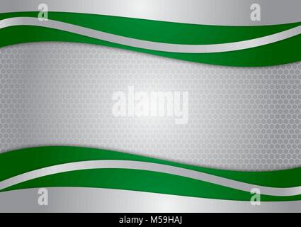 Wave green and silver abstract vector background Stock Vector