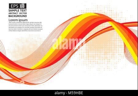 Orange line wave geometric abstract vector background Stock Vector