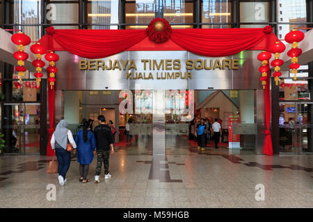 Kuala Lumpur, Malaysia: January 26, 2018: Tourists walking inside the Berjaya Times Square Mall in Kuala Lumpur, Malaysia. Stock Photo