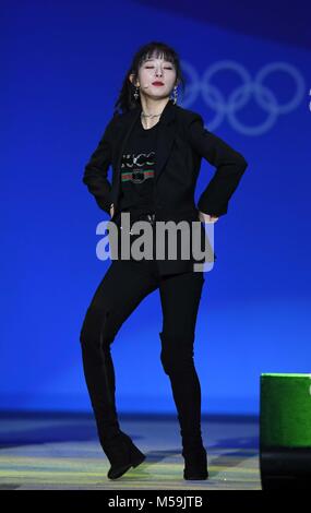 Pyeongchang, South Korea. 20th Feb, 2018. Kang Seul-gi (Seulgi). Red Velvet K POP concert. Pyeongchang 2018 Olympic plaza. Pyeongchang. Pyeongchang2018 winter Olympics. Republic of Korea. 20/02/2018. Credit: Sport In Pictures/Alamy Live News Stock Photo