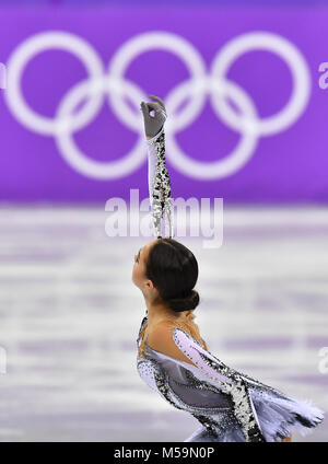 Gangneung, South Korea. 21st Feb, 2018. Alina Zagitova from the team 'Olympic Athletes from Russia' in action during the women's singles short program event of the 2018 Winter Olympics in the Gangneung Ice Arena in Gangneung, South Korea, 21 February 2018. Credit: Peter Kneffel/dpa/Alamy Live News Stock Photo