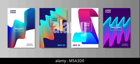 Minimal Liquid cover designs set. Future Poster templates with Fluid shapes composition with smooth gradient. vector illustration Stock Vector