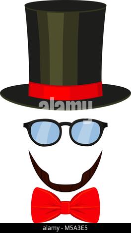 Art poster man father dad day avatar element set tall hat glasses beard, beaver, bow tie. Stock Vector