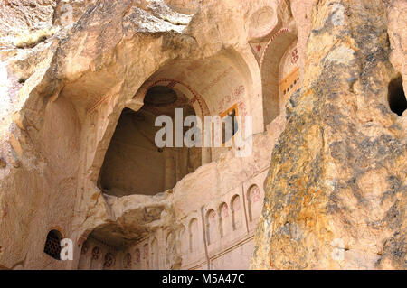 Interior of a cave church with early Christian Byzantine fresco - Cappadocia, Central Anatolia, Turkey Stock Photo