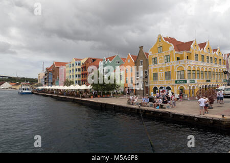 The Punda district of Willemstad in Curacao from the floating bridge Stock Photo