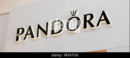 Pandora Jewellery store sign logo, UK Stock Photo