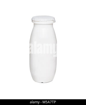 Yogurt or Milk plastic bottle, closed container. Isolated on white background Stock Photo
