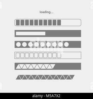 Set of vector progres bars. Loading line Stock Vector