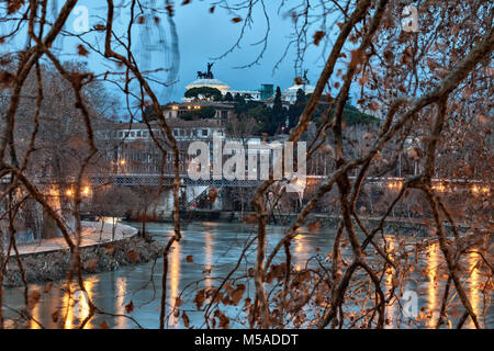 Rome at twilight from the long Tiber. Rome, Lazio region, Italy, Europe Stock Photo