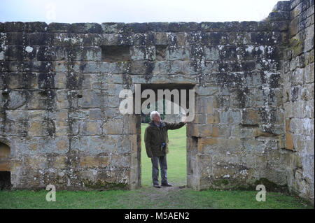 Mount Grace Priory in snowdrop season. Stock Photo