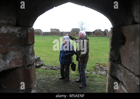 Mount Grace Priory in snowdrop season. Stock Photo