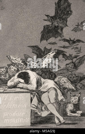 Francisco de Goya - Los Caprichos - No. 43 - El sueño de la razon produce monstruos Stock Photo