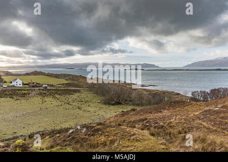 Aird Farm, towards Scarba, Jura (left) Western Isles,Corryvreckan, Winter, Argyll and Bute,  Scotland, United Kingdom, UK Stock Photo