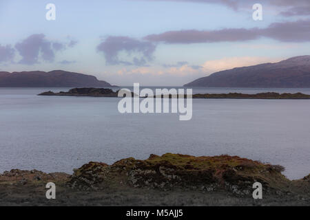 Scarba, Jura (left) Western Isles,Corryvreckan, Winter, Argyll and Bute,  Scotland, United Kingdom, UK Stock Photo