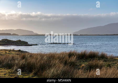 Scarba, Jura (left) Western Isles,Corryvreckan, Winter, Argyll and Bute,  Scotland, United Kingdom, UK Stock Photo