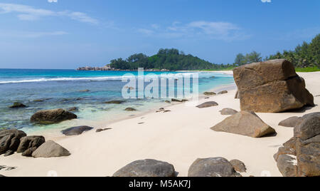 Police Bay sandy beach on Mahe Seychelles. Stock Photo