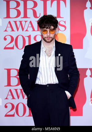 Tom Grennan attending the Brit Awards at the O2 Arena, London. Stock Photo