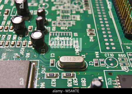Close up of a circuit board with electronical components