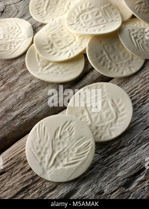 Traditional dried  Italian Croxeti pasta close up in a rustic setting on wood Stock Photo