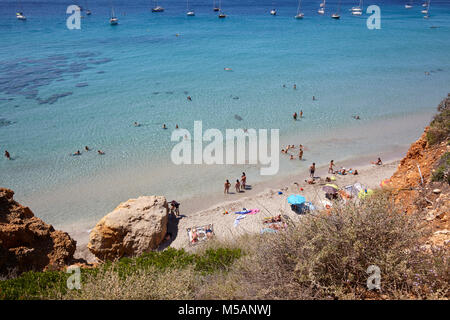 Elevated view of Playa De Binigaus, Menorca,Balearic Islands, Spain Stock Photo