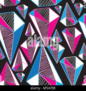 Seamless geometric pattern from three-dimensional triangular figures Stock Vector