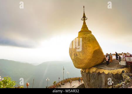 Kyaikto: mount Kyaiktiyo Pagoda (Golden Rock), , Mon State, Myanmar (Burma) Stock Photo