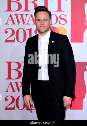 Olly Murs attending the Brit Awards at the O2 Arena, London Stock Photo