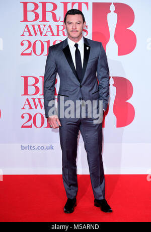Luke Evans attending the Brit Awards at the O2 Arena, London Stock Photo