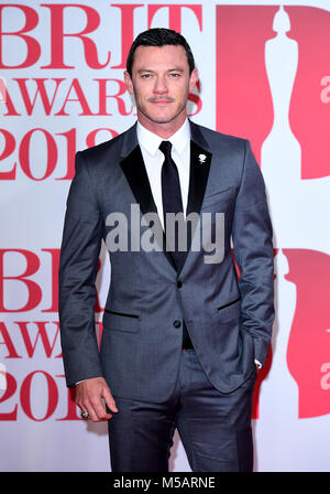 Luke Evans attending the Brit Awards at the O2 Arena, London Stock Photo