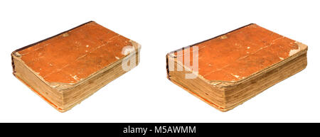 Old tattered books. Vintage torn books. Antiques isolated Stock Photo