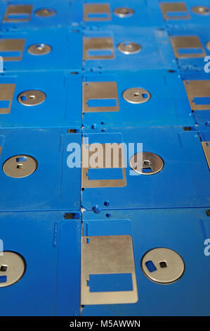 blue computer diskettes in the perspective view Stock Photo