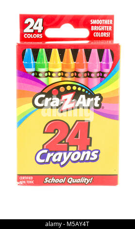 Winneconne, WI - 19 November 2017: A package of Cra-Z-Art crayons on an isolated background. Stock Photo