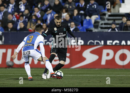 Leganes, Madrid, Spain. 21st Feb, 2018. Karim Benzema (Real Madrid) in action during the match between Leganes vs Real Madrid at the Estadio Butarque.Final Score Leganes 1 Real Madrid 3. Credit: Manu Reino/SOPA/ZUMA Wire/Alamy Live News