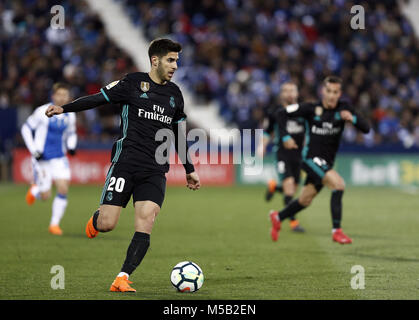 Leganes, Madrid, Spain. 21st Feb, 2018. Marco Asensio (Real Madrid) in action during the match between Leganes vs Real Madrid at the Estadio Butarque.Final Score Leganes 1 Real Madrid 3. Credit: Manu Reino/SOPA/ZUMA Wire/Alamy Live News